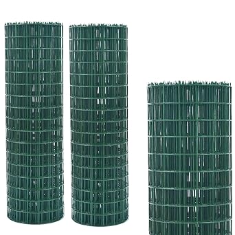 Hot Dipped Galvanized Wire Fence 90CM X 25M 3FTX82FT Green PVC Coated Wire Fencing 100mm x 75mm  4"x 3" Hole Size 2mm  0.08" Wire Diameter Garden Fencing Roll Rust-proof and Corrosion Protection