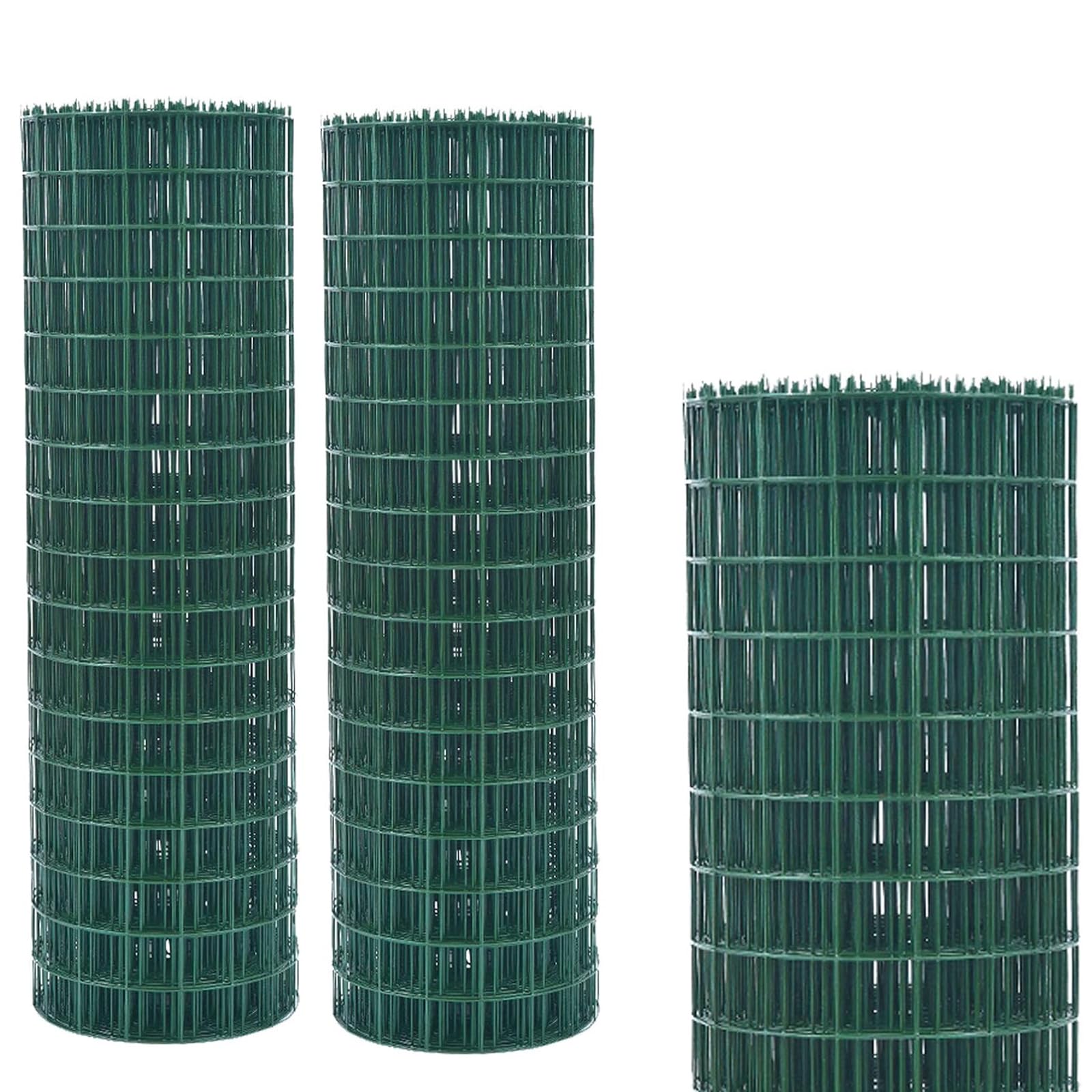 Hot Dipped Galvanized Wire Fence 90CM X 25M (3FTX82FT) Green PVC Coated Wire Fencing 100mm x 75mm ( 4"x 3") Hole Size 2mm ( 0.08") Wire Diameter Garden Fencing Roll Rust-proof and Corrosion Protection