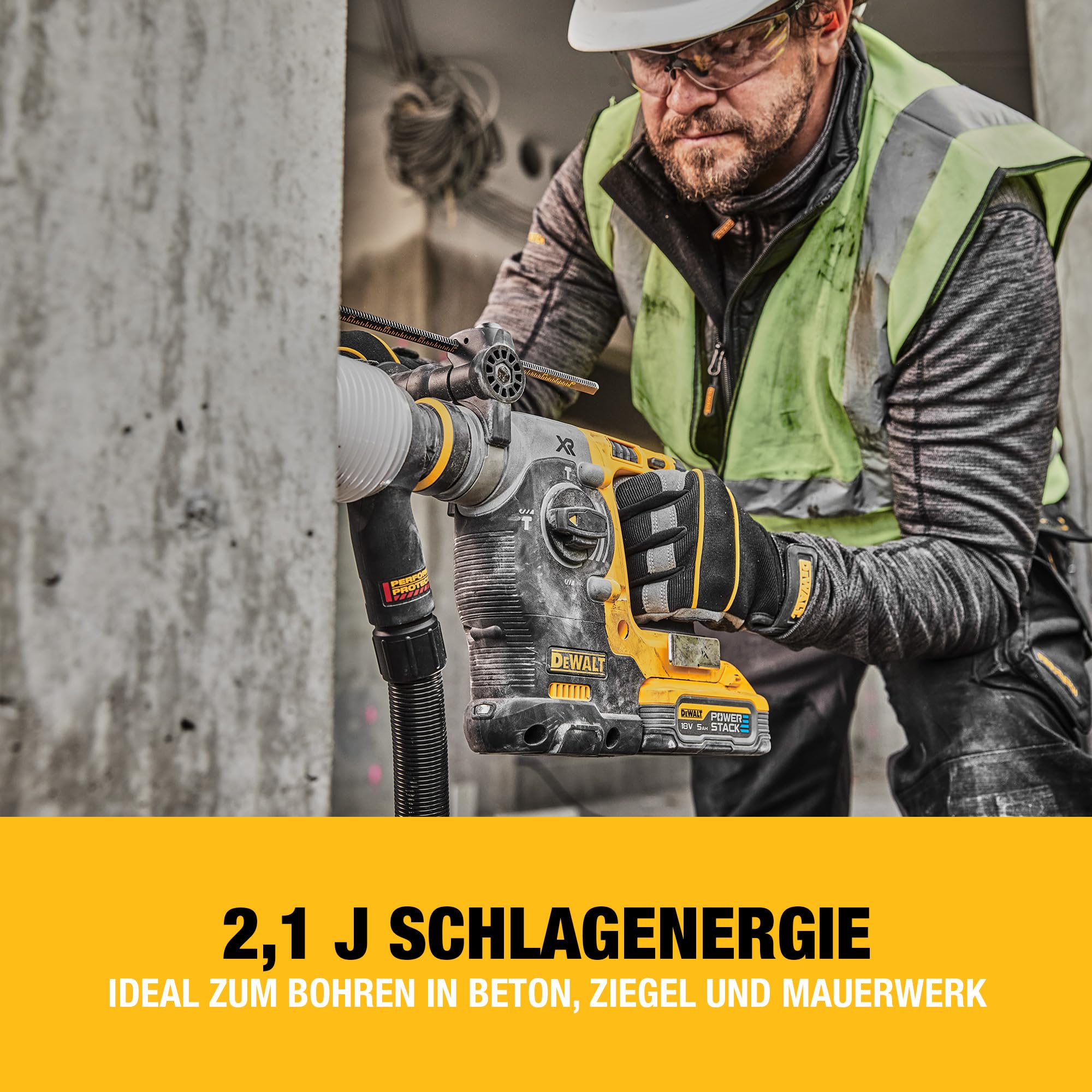 DEWALT SDS-plus XR Akku-Kombihammer/Schlagbohrmaschine (18V, bürstenlos, 24mm, ideal für Bohranker/Befestigungslöcher, Vibrationsreduzierung, ohne Akku & Ladegerät) DCH273N-XJ