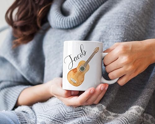 Miniatura 2 de Taza de café de guitarra personalizada, guitarra con nombre personalizado para hombres, mujeres, niñas, taza para amantes de la guitarra, cumpleaños