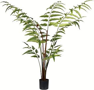 Vickerman Everyday Artificial Leather Fern 4 Foot Tall - Realistic Indoor Greenery Decor - Faux Potted Decoration for Home Or Office Accent