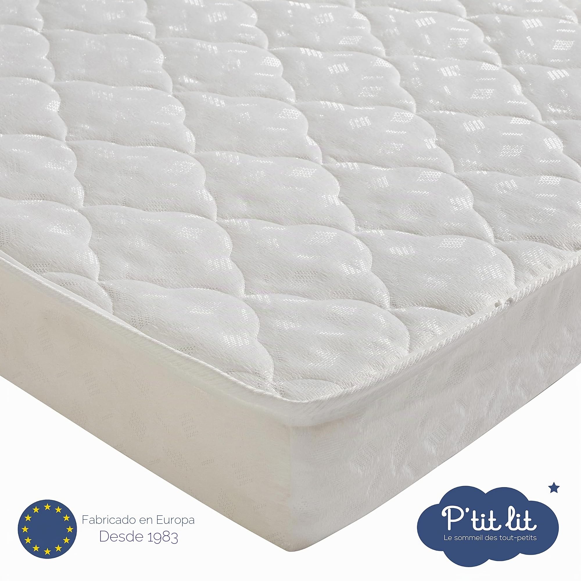 P'TIT LIT - Colchón de bebé Esencial - 60x120 cm - Climatizado: 1 Lado Verano / 1 Lado Invierno - OekoTex® - Hecho en Europa