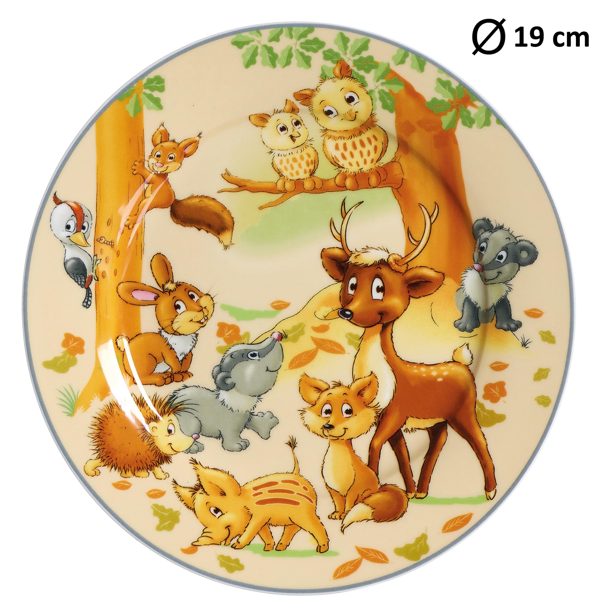 Ritzenhoff & Breker Lot de 10 couverts et verres en porcelaine pour enfants Motif animaux de la forêt
