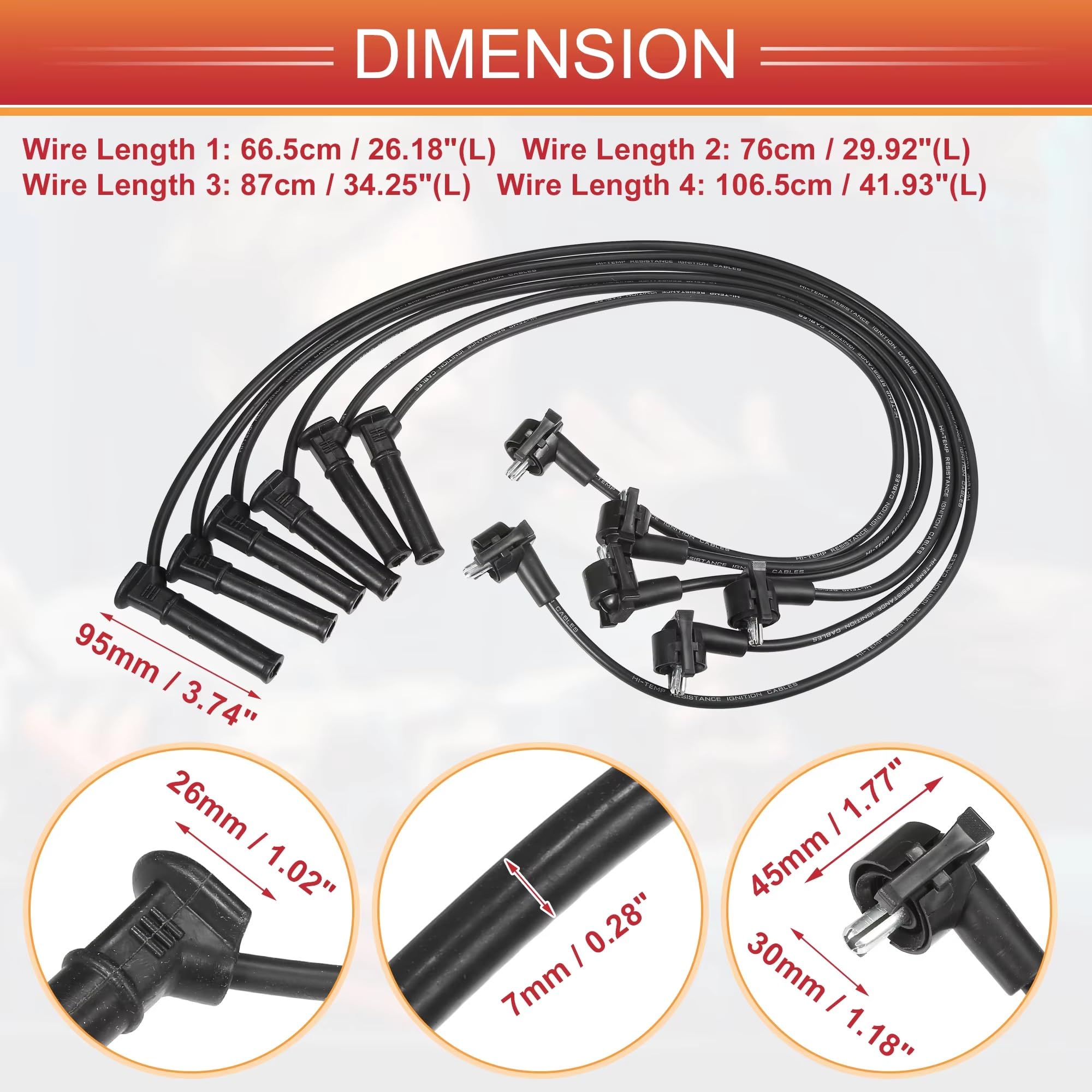 Cables de bujía compatibles con Mustang V6 4.0L 2005 2006 2007 2008 2009 2010 5U3Z12259AA Cable de bujía Cable de Bobina de Encendido