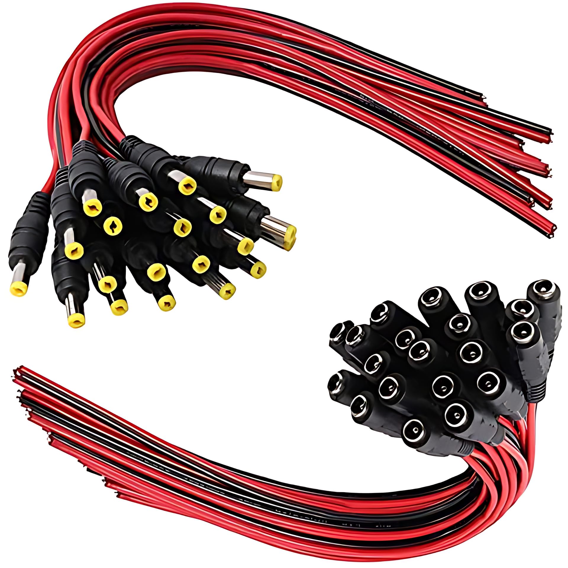 TECHYSPOT® 5 Pairs DC Male and Female Connector for 12v DC Power Plug Adapter, Home Security Surveillance Camera, Strip Lighting DC Wire Connector(Red, Black) (DC Male+Female Connector, Pack of 5)-image-28