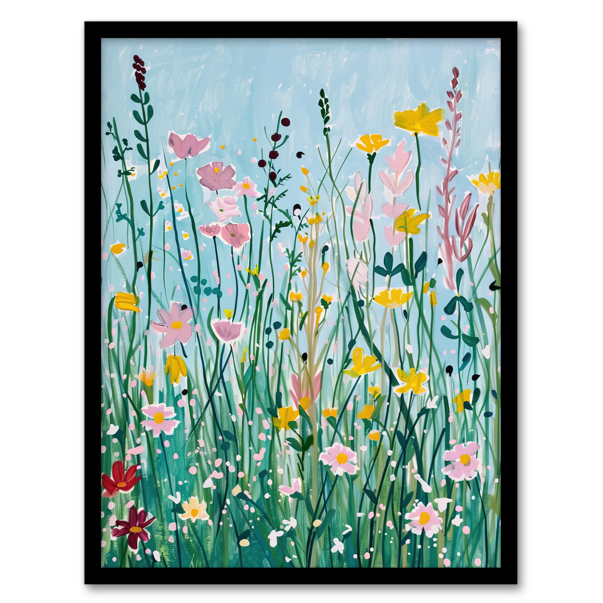 Artery8 Framed Print - A4 - Wild Flower Blossom Meadow Painting