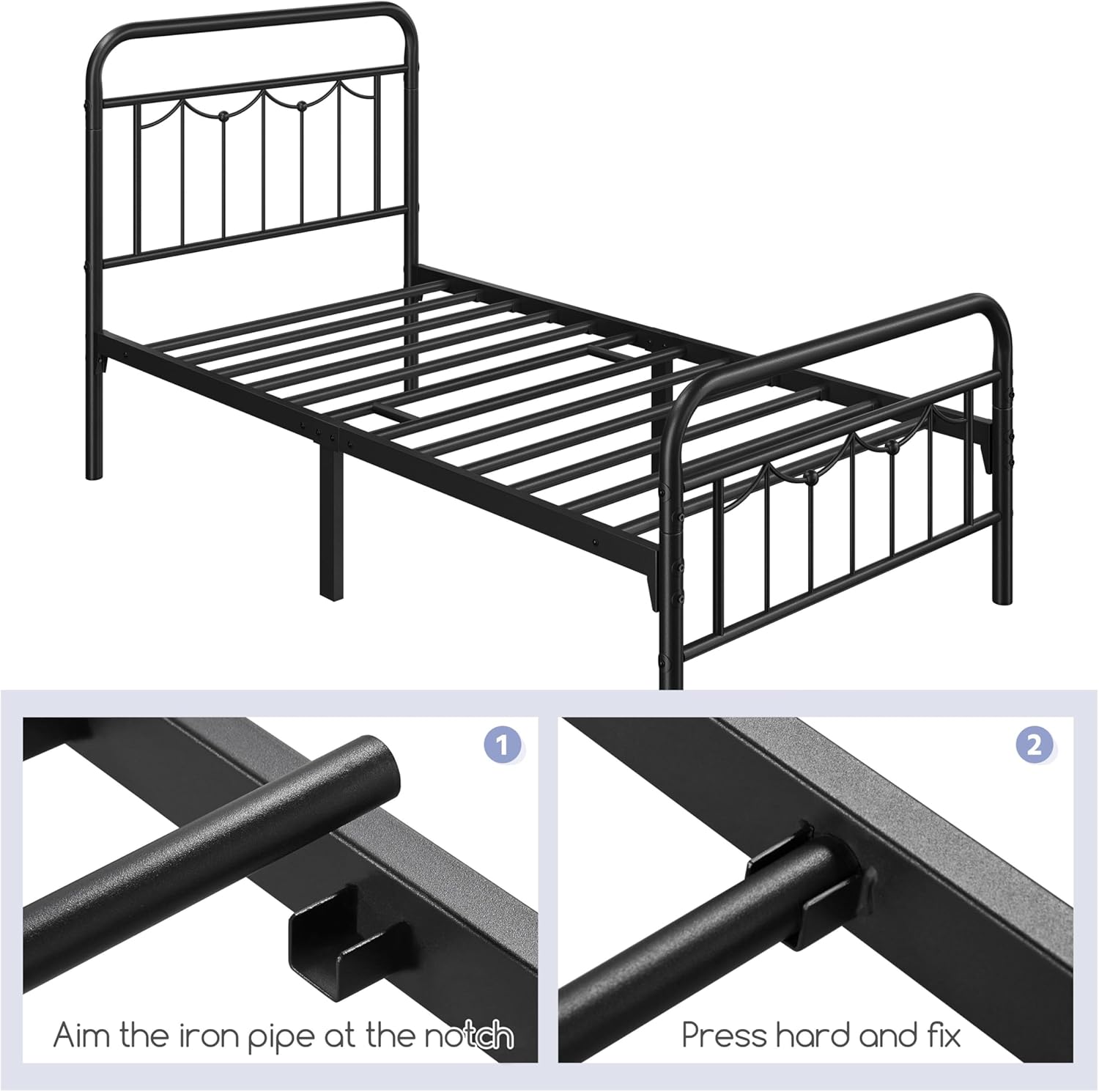 Cama 2x2 Marco De Cama Tamaño King De 18 Pulgadas Con Funda De
