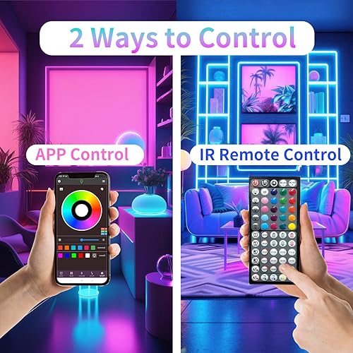 Miniatura 3 de Luces LED de 300 pies para dormitorio, iluminación RGB con sincronización de música, efectos de cambio de color, luces LED controladas por