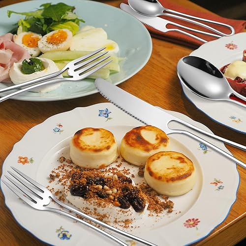 Miniatura 3 de A  HOUSEWARE Hollow Handle Flatware Set for 4 Silver Polish Stainless Steel Silverware 20 Pieces Forks Spoons and Knives Durable Safe Dishwasher