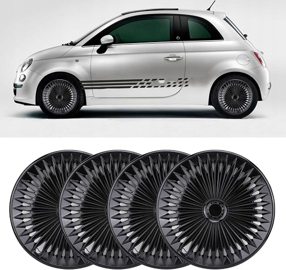 Ejoyous Hubcaps 16 Inch, ABS Plastic Snap On Wheel Covers, Stylish Silver Black, Replacement for SUVs and Corsa AX (Black)