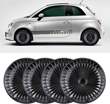 Ejoyous Hubcaps 16 Inch, ABS Plastic Snap On Wheel Covers, Stylish Silver Black, Replacement for SUVs and Corsa AX (Black)