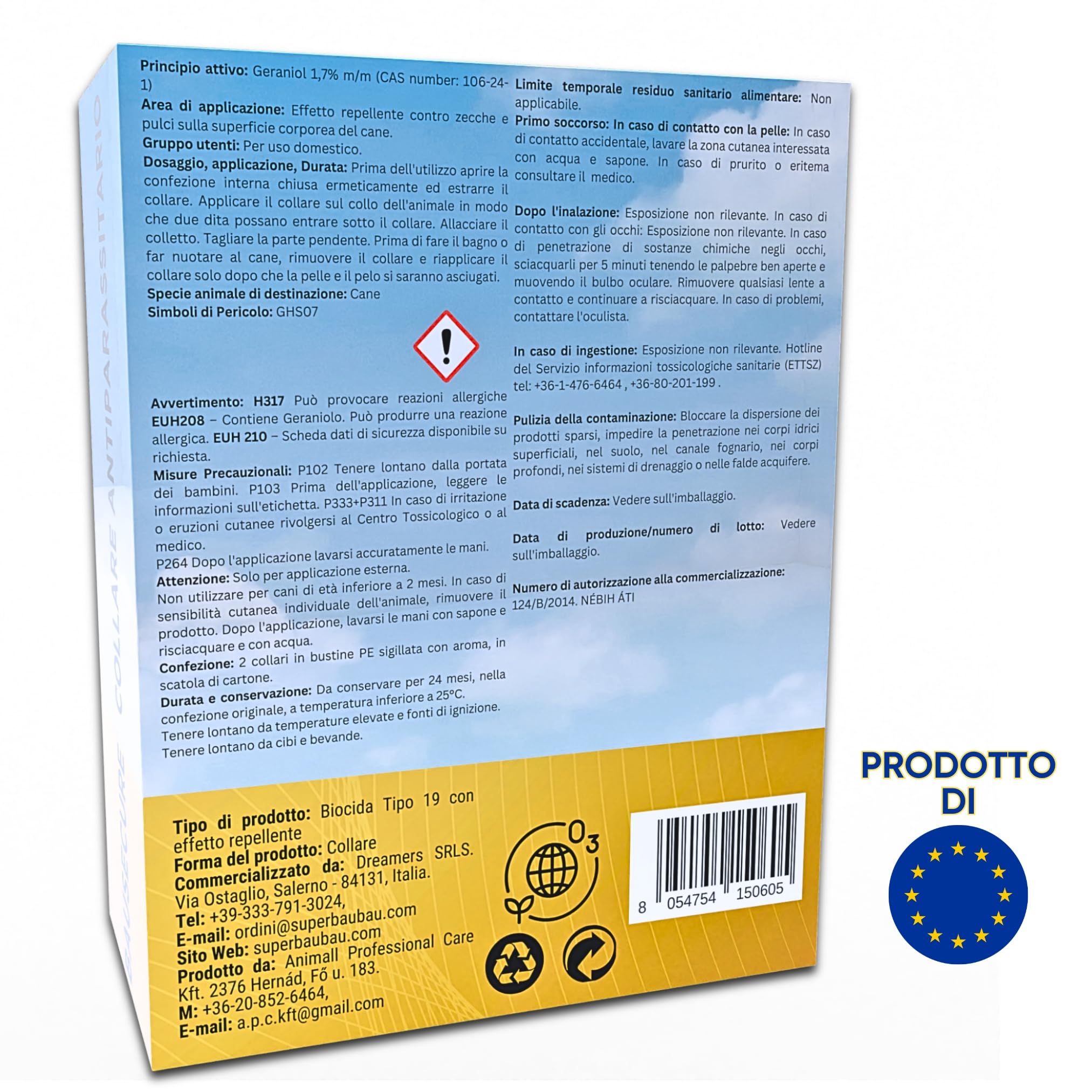 Collare Antiparassitario per Cani - Confezione da 2, Antipulci, Antizecche, Anti Zanzare, Impermeabile, Efficace per 12 Mesi, 65cm per Cani oltre 8kg