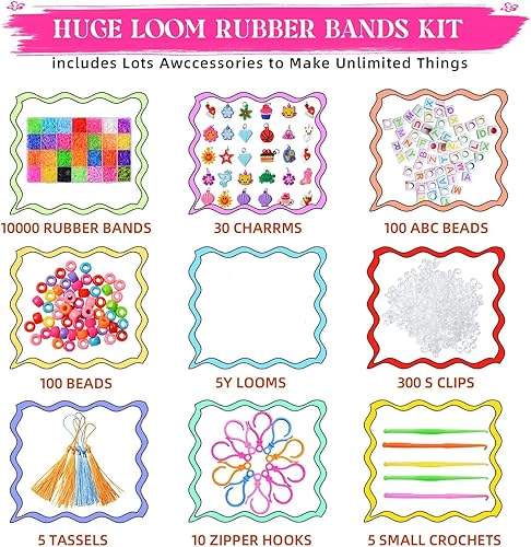 Miniatura 2 de 11000+Rubber Band Bracelet Kit, Loom Bracelet Making Kit for Kids, Rubber Bands Refill Loom Set, Rubber Bands for Bracelet Making Kit for KidsLoom