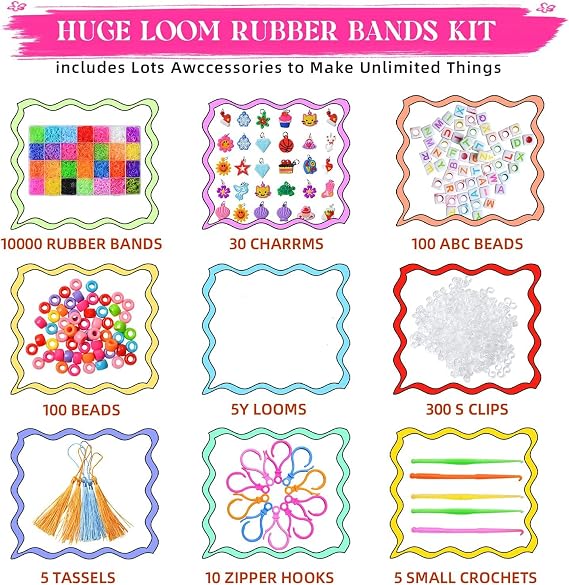 JIYAKO 11000+ Rubber Band Bracelet Kit,Friendship Bracelet kit,Loom Bracelet Making kit,28 Colors