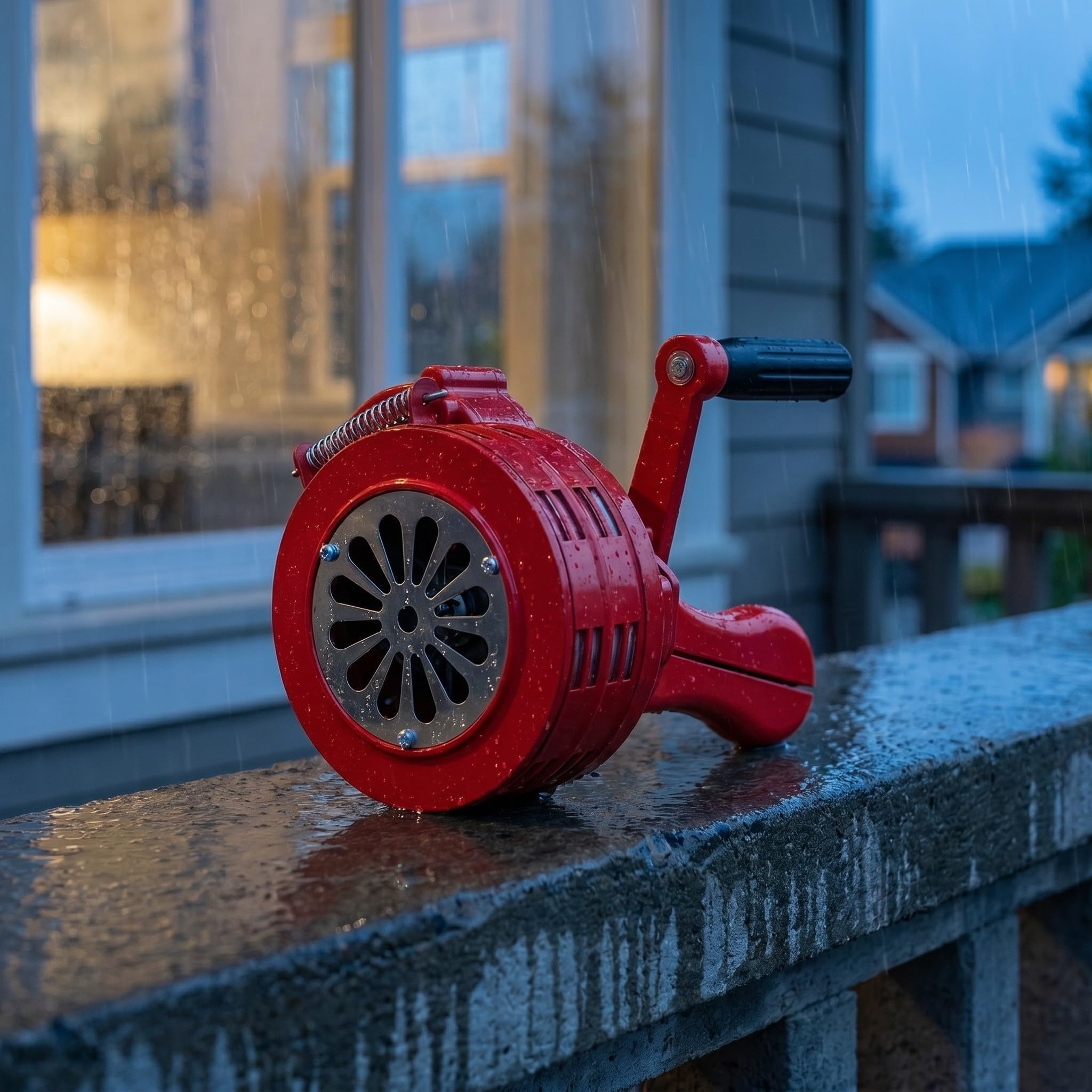 Sirène d'urgence à Manivelle Manuelle 110 Décibels, Alarme Rouge | Signal Distinct, sans Alimentation Électrique, Légère et Simple à Utiliser, pour Coupures et Urgences