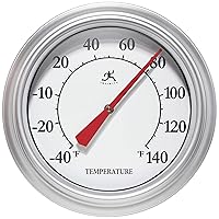 Vista 8 de Infinity Instruments Termómetro tradicional clásico básico de 12 pulgadas, no requiere batería, higrómetro integrado para interiores y exteriores