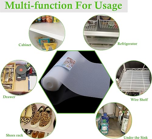 Miniatura 6 de Revestimiento antideslizante para gabinete de EVA resistente al agua, forro de cajón lavable, forro para refrigerador de 12 pulgadas x 20 pies,