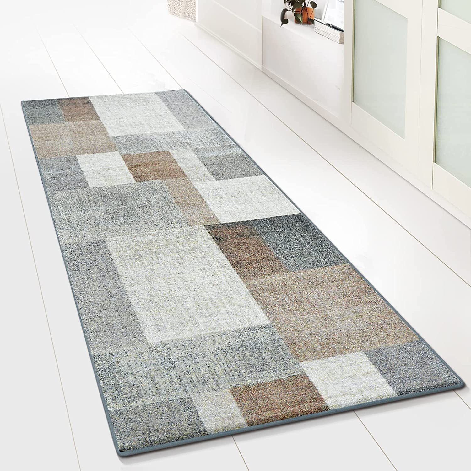 Floordirekt Brown Lucano Carpet Runner Floor Mat, Non Slip Modern Design Rug Runner For Hallway, Kitchen, Bedroom, Living, Metre, Many Sizes, Robust And Easy To Clean (, 80 X 100 Cm)