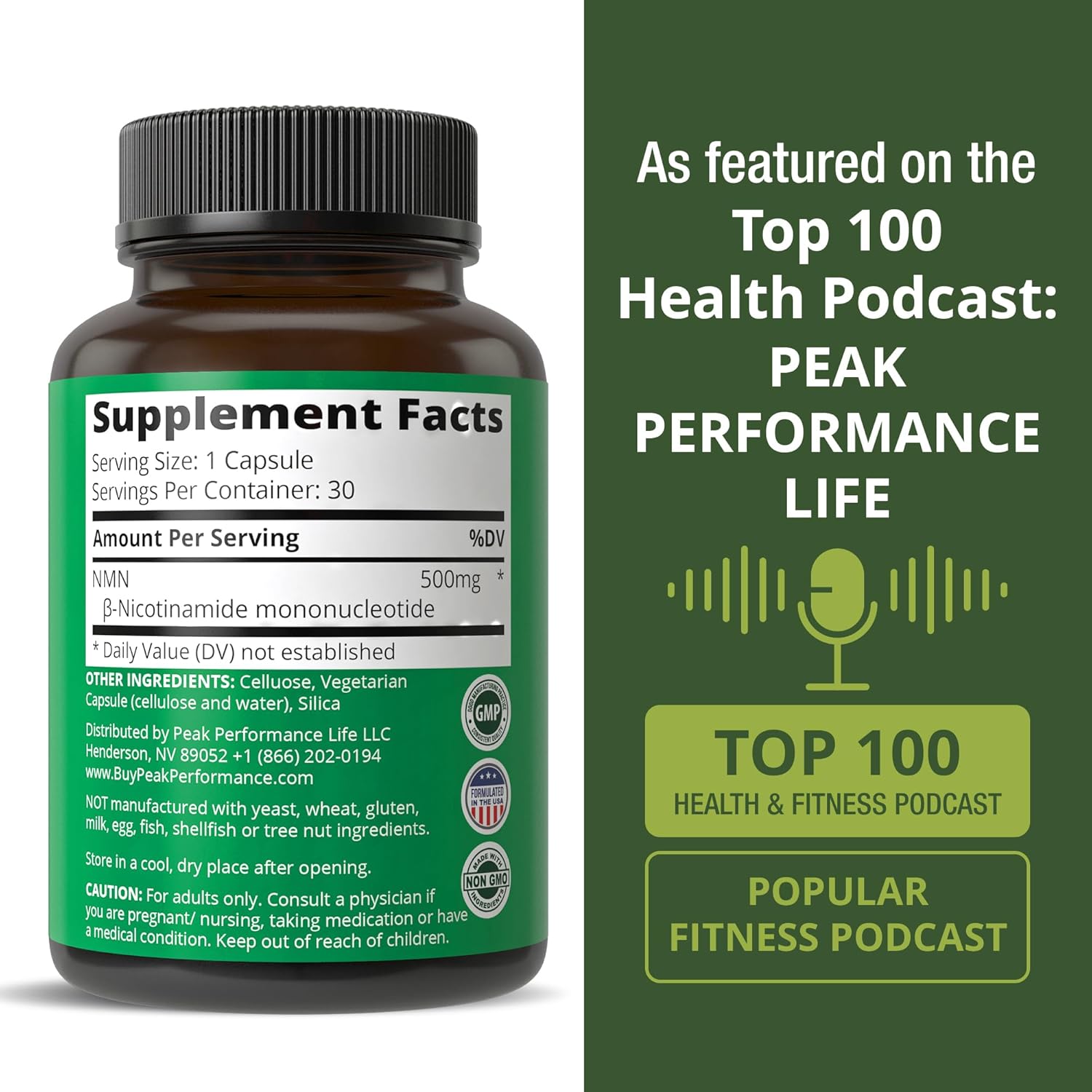 NMN Supplement Ultra High Strength Stabilized Nicotinamide Mononucleotide 500mg Per Capsule. 2 Capsules = 1,000mg of NMN. Boost NAD Levels. Healthy Aging NAD+ Supplements for Men and Women