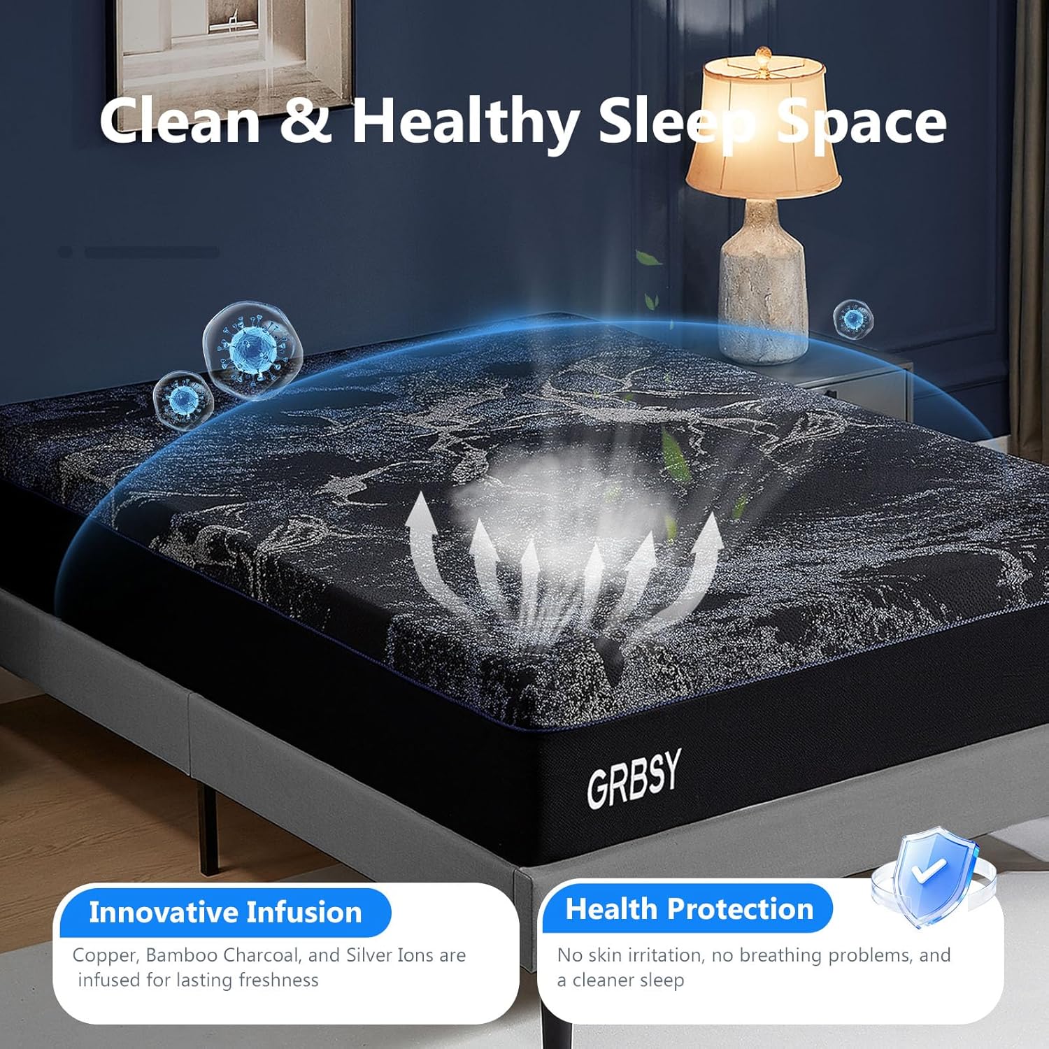 14 Inch Queen Memory Foam Mattress, Medium Firm Queen Mattress In a Box with Cooling Copper Gel Infused for Pressure Relief, Assembled in USA, Washable IceSilk Cover, CertiPUR-US, Fiberglass Free