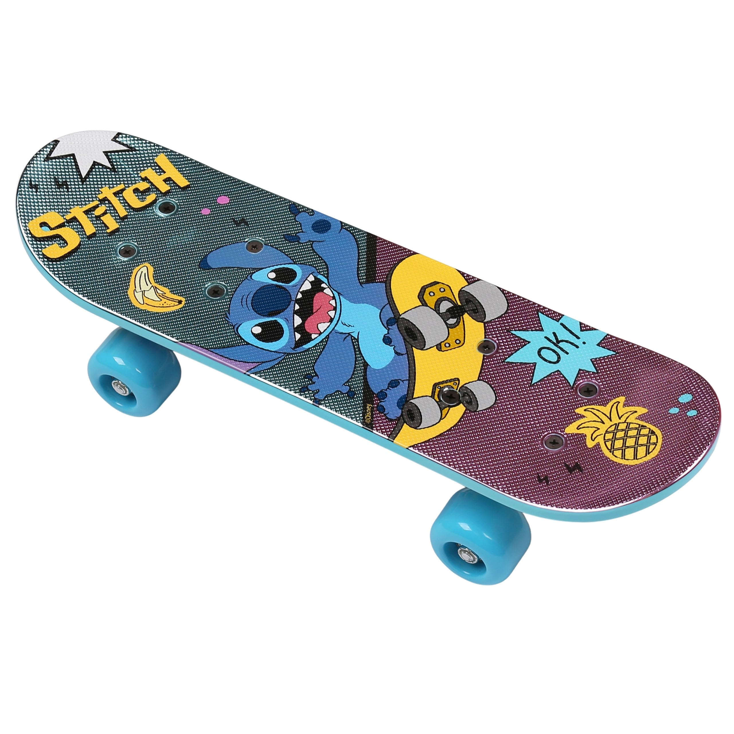 DISNEY Stitch Skateboard per bambini 42 cm, tavola antiscivolo, leggera, STABILE fino a 20 kg
