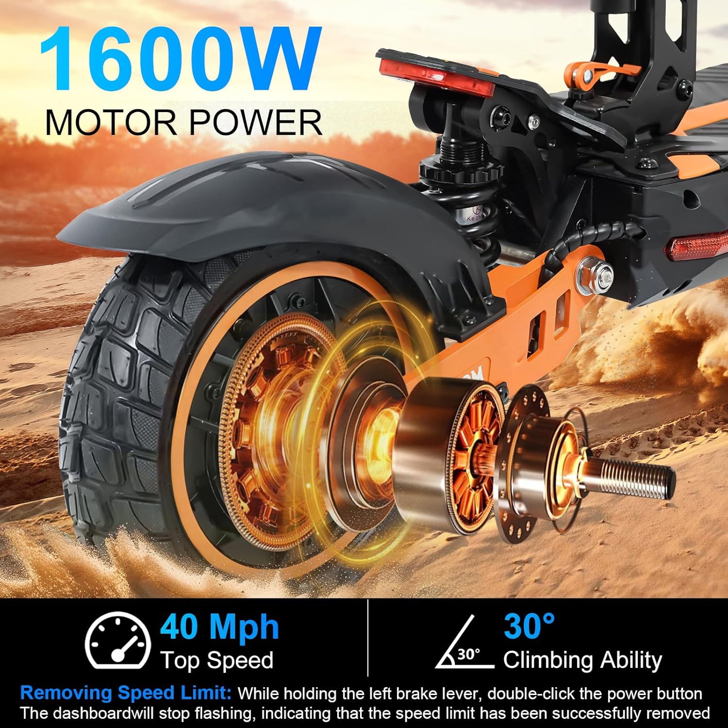Electric Scooter Adults 1600/4000/6000W Motor 50 Miles Long Range & 40/45/50 MPH Top Speed 10" Off Road Tire Folding E-Scooter 60V/48V 20.8AH Battery Kick Scooter with Detachable Seat for Commuter