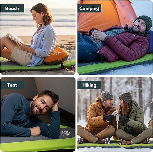 Miniatura 8 de Gear Doctors Almohadilla de dormir autoinflada para acampar 4.3 R, aislada, 1.5 pulgadas, tapete inflable de espuma para dormir, colchón de aire