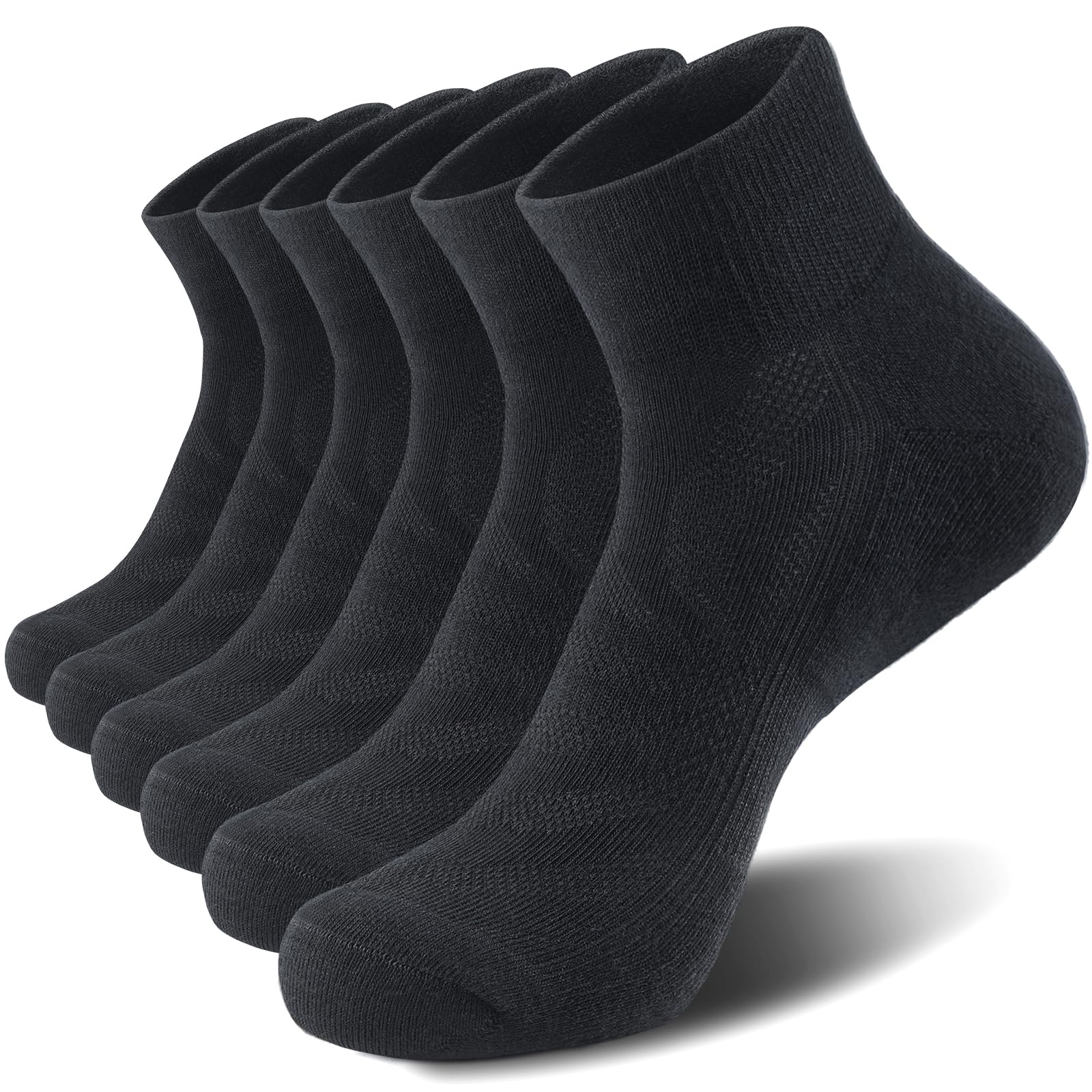 Sponsored Ad - 6 Pack Men's Ankle Socks with Cushion, Cotton Quarter Socks for Sport Training Running