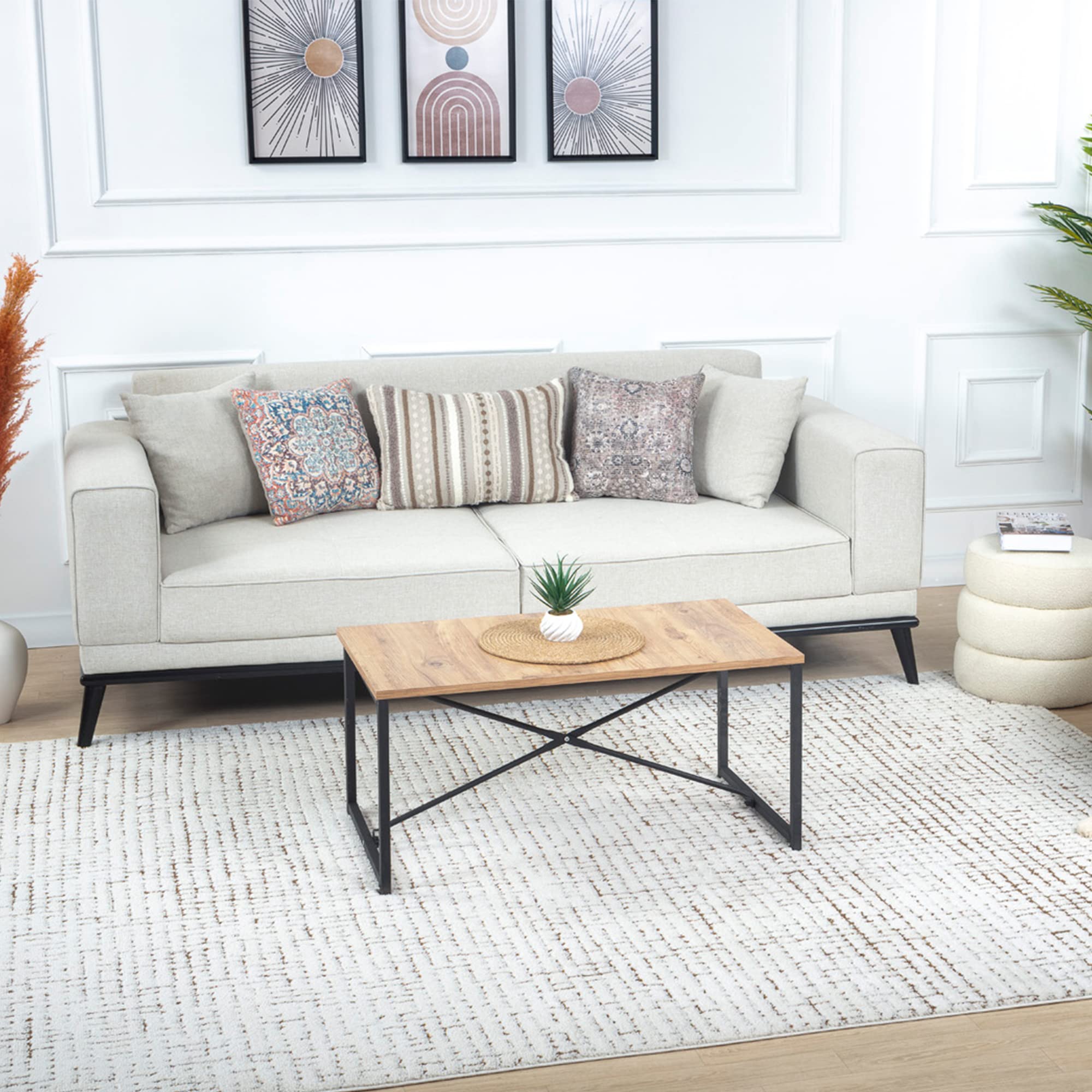 Livabliss Alfombra Abstracta Zadar - Alfombra Salón Grande, Habitación, Dormitorio - Alfombra Salon Pelo Corto, Suave y Lujosa Facil de Cuidar - Alfombra Grande de 160x213cmCrema, Marrón, Terracota