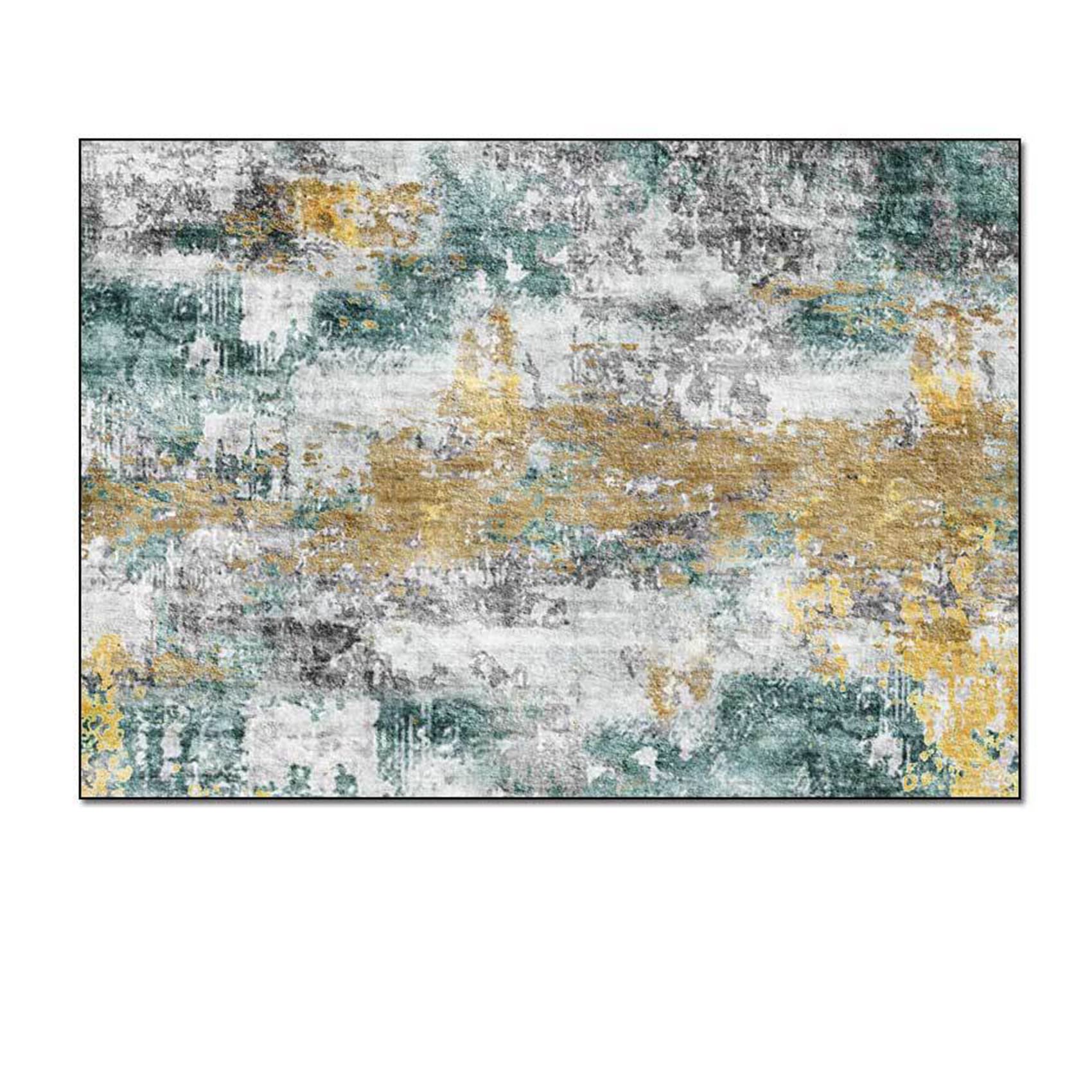 Dywanik wielokolorowy, 160 x 230 cm, zielono-szary, żółty, abstrakcyjny design, duży dywanik, dekoracja do wnętrz, do salonu lub na patio,