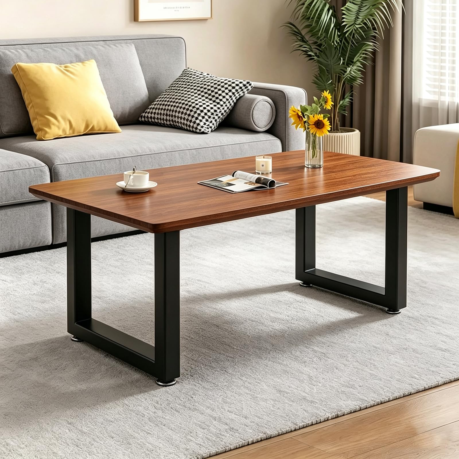 Jahof Gambe da tavolo in metallo nero, 30 x 40 cm, 2 pezzi, rettangolari, regolabili, resistenti, per tavolo da caffè, panca