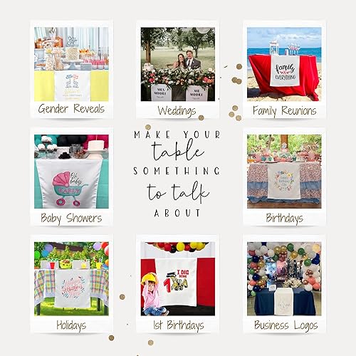 Miniatura 6 de Get Snappin Camino de mesa, blanco, 100% poliéster, sublimación en blanco, serigrafía en blanco, decoración de mesa, decoración de fiesta (2 x 6