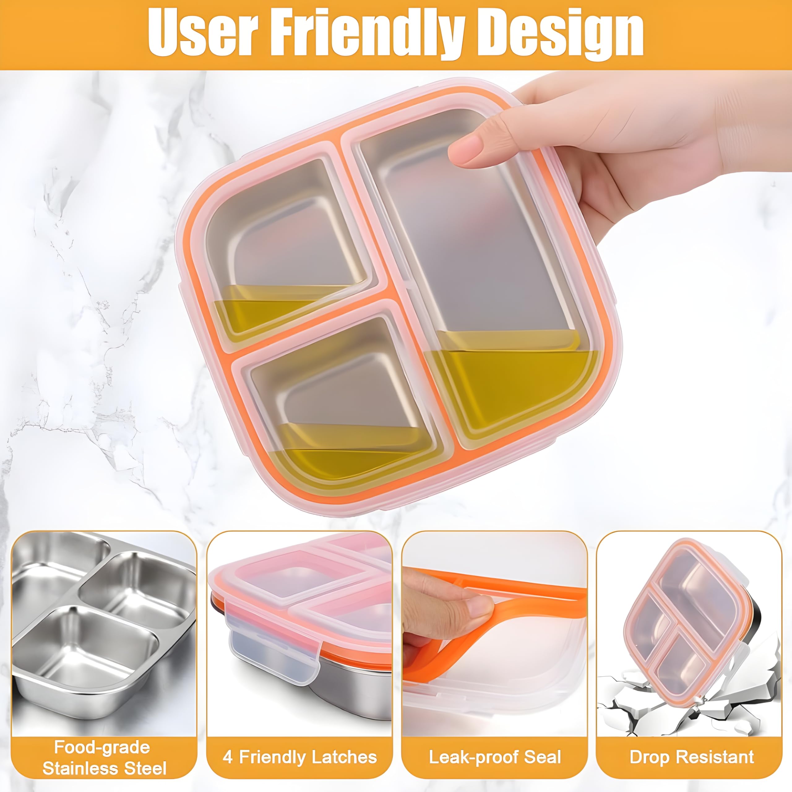 Motka Stainless Steel Lunch Box - 3 Compartments -8