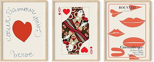 HAUS AND HUES Arte de pared enmarcado vintage, juego de 3 impresiones vintage para decoración de pared, decoración de dormitorio, arte estético de