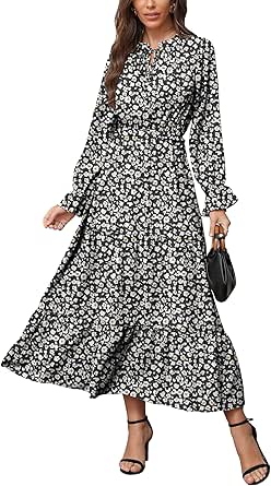 KIRUNDO Women's 2023 Fall Long Sleeve Maxi Dress