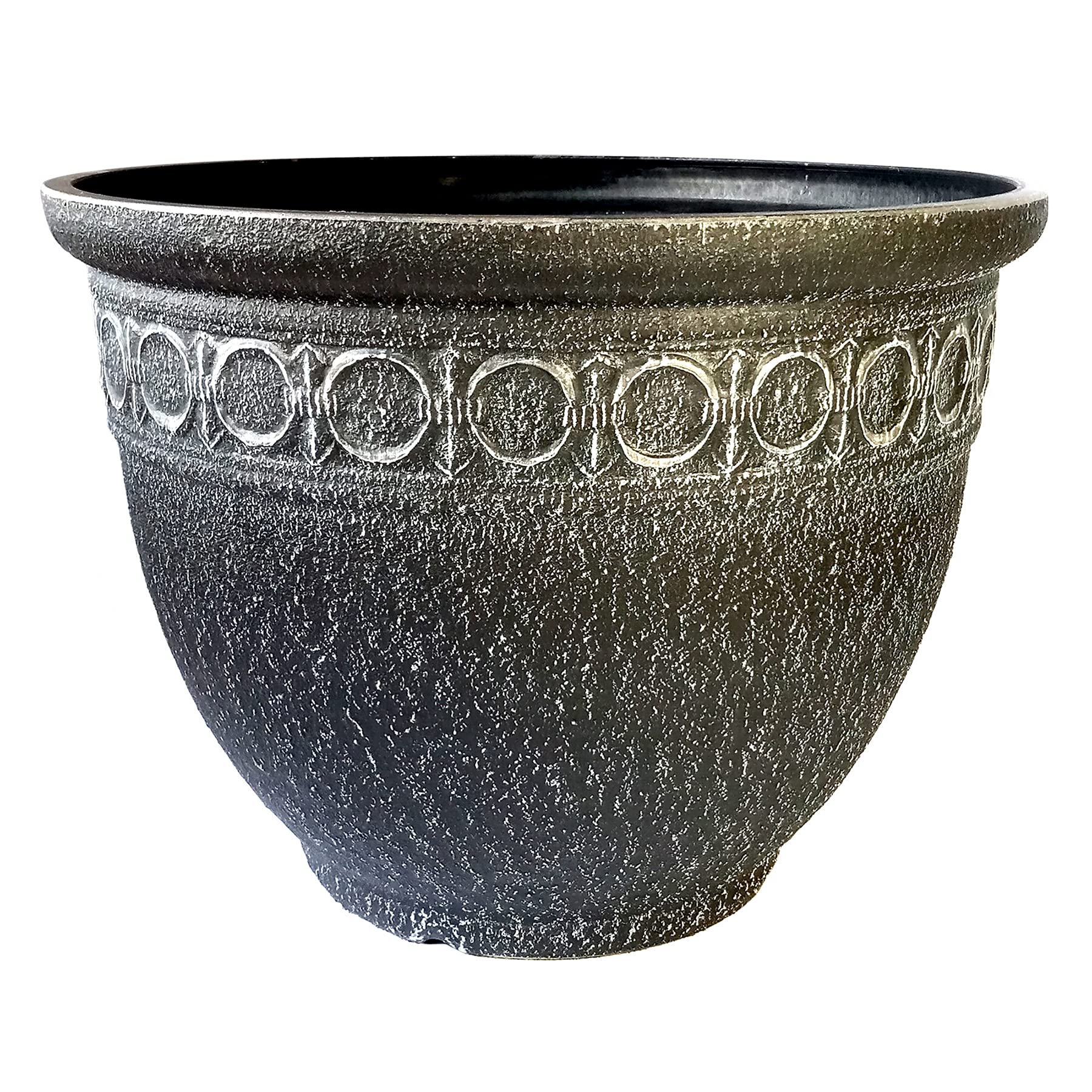 Elixir Gardens | Rustic Stone Effect Pots | Heavy Duty Plastic | Various Styles Available | Outdoor & Garden Flower Planter | Fradley Dark Stone x 7