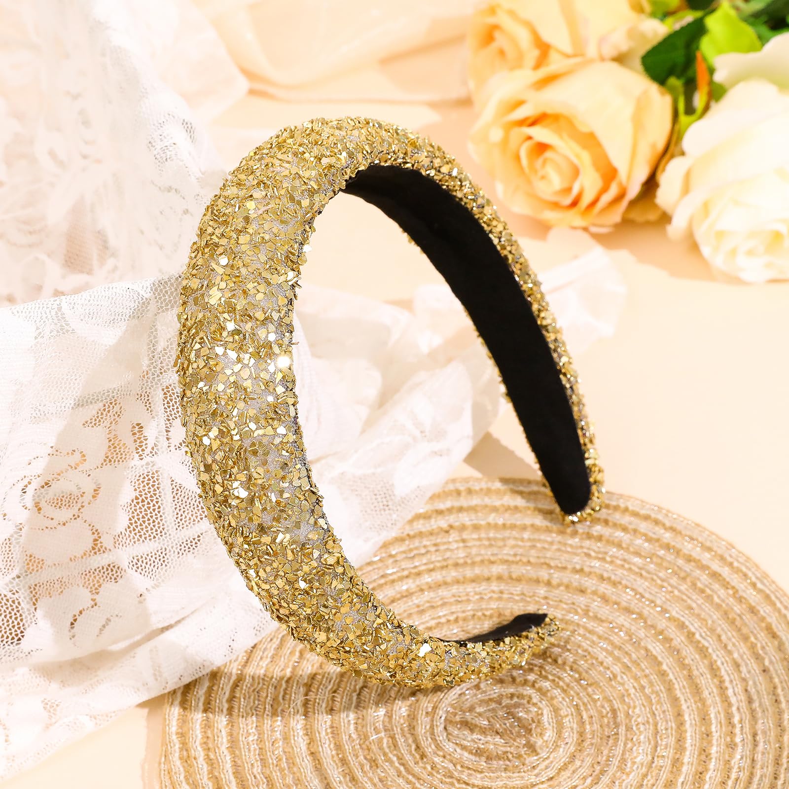 ♡Herlipto Princess Gold CrystalHeadband Amazon.com : Cutewing Gold Sparkle Headband for Women Fashion