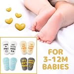 Baby Socks Set with Funny Quotes (4 Pairs) Newborn/Girls/Boys/Infant Gifts for Gender Reveal, Christmas– 3-12 Months