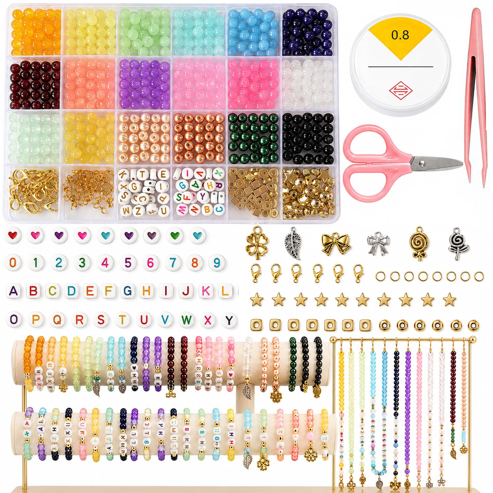 939PCS 18 Colors 6mm Colorful Crysta Glass Beads Kit for Jewellery Making