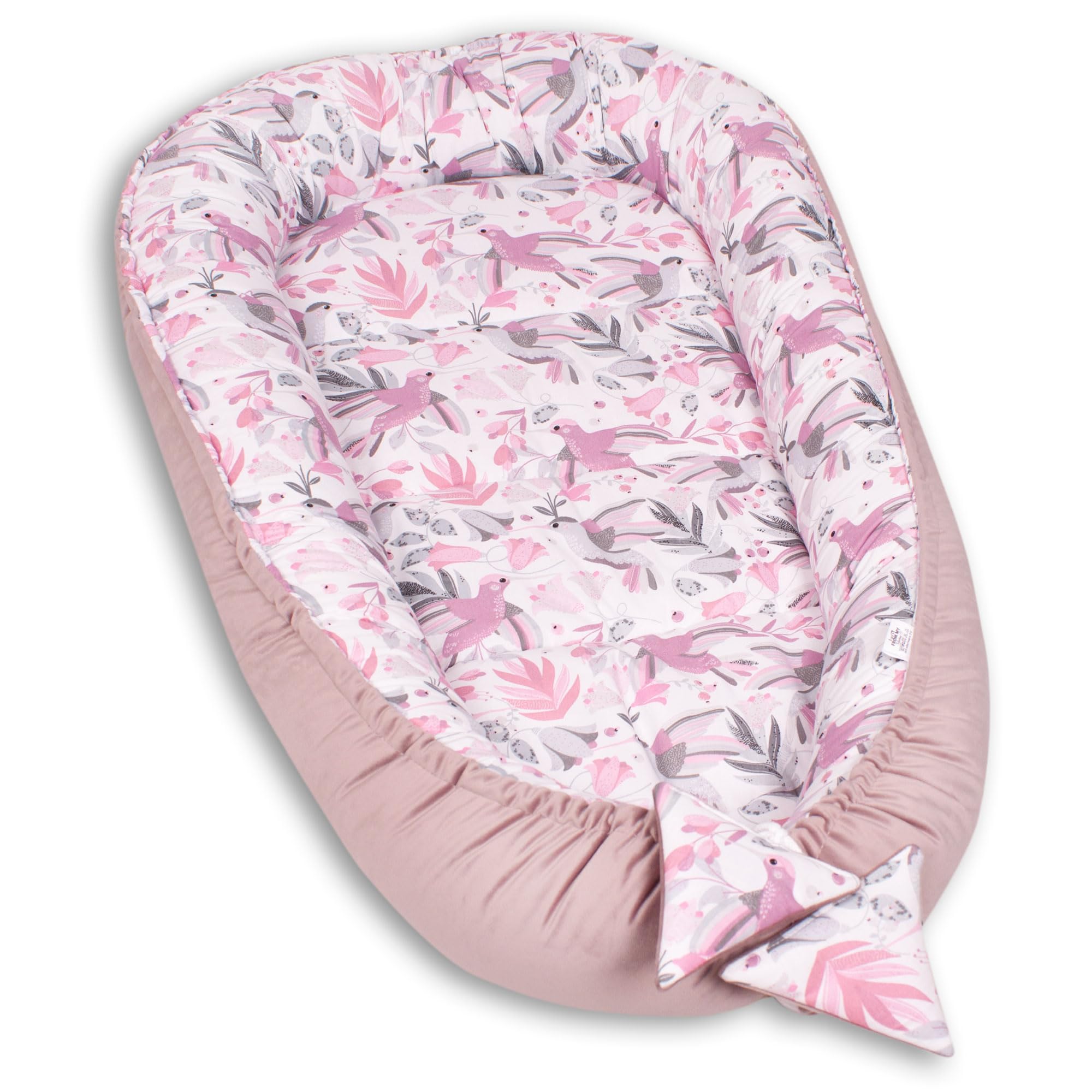 PaLulli nid bébé, nid bébé, nid Douillet 2 Faces, Cocon, nid, lit bébé, lit de Voyage pour Nouveau-né, 100% Coton Oeko-TEX, Made in The EU, 0-8 Mois hypoallergénique (Poney Rose)