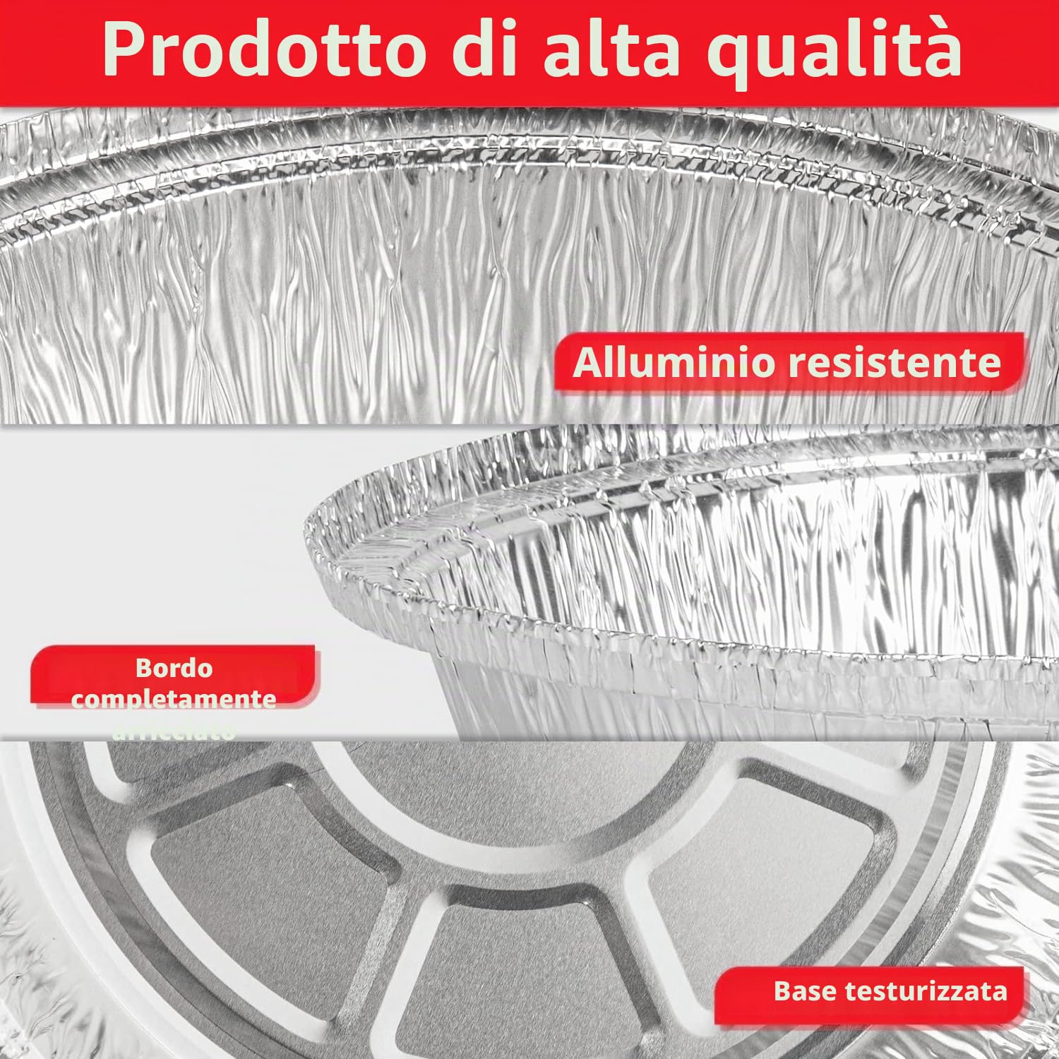 LATERN 100 Pezzi 18CM Vassoi Rotondi del Foglio di Alluminio, 720ml Vassoi per Arrosti Usa e Getta Sicuro per Forno eIl Congelatore Contenitori per Alimenti per Cottura al Forno Servendo Porta Via