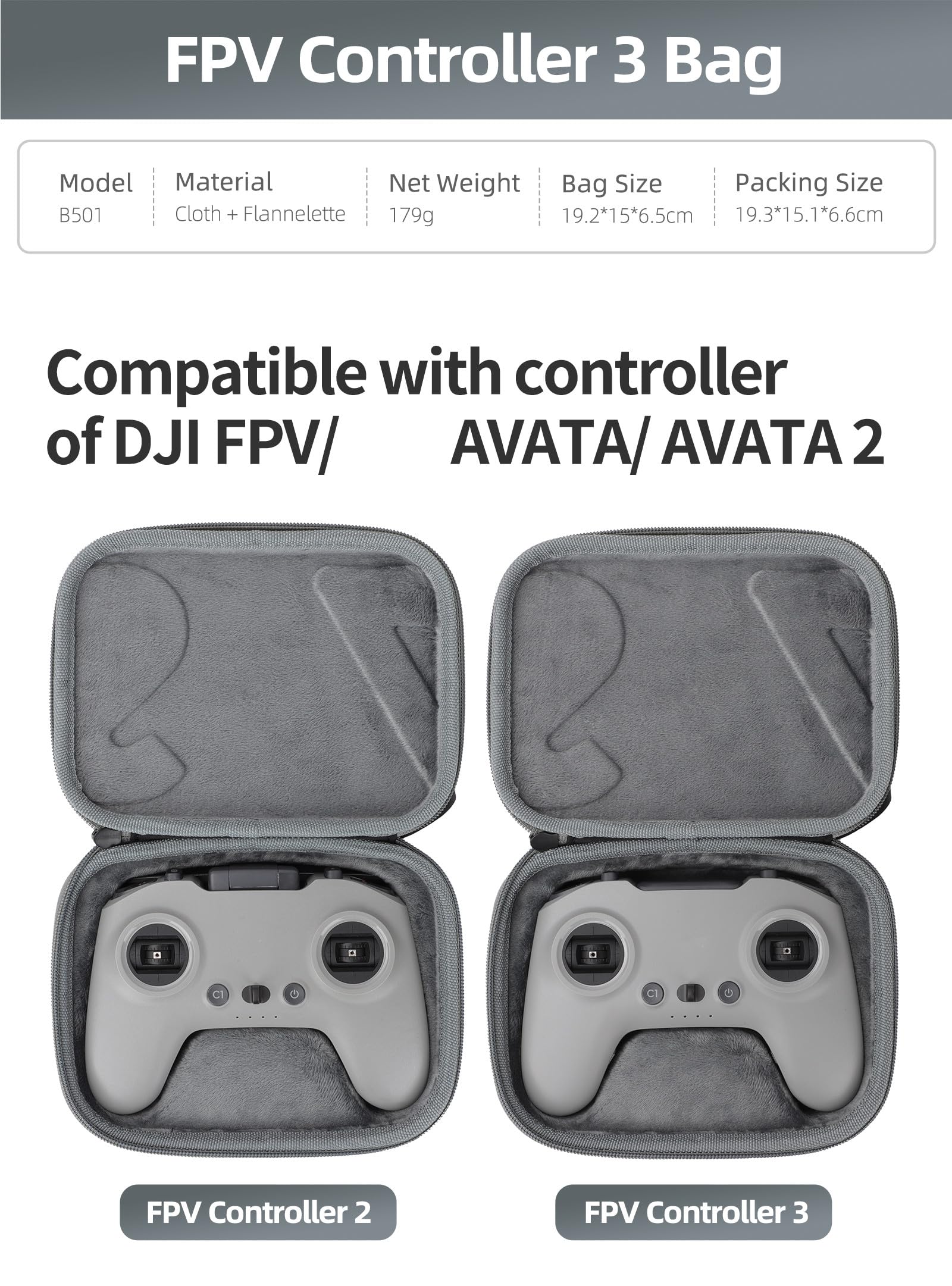 Generico Custodia per DJI Avata 2/Goggles 3/RC MOTION 3/FPV Remote Control 3, borsa portatile da viaggio Custodia rigida per Drone Accessori (per telecomando FPV 3)