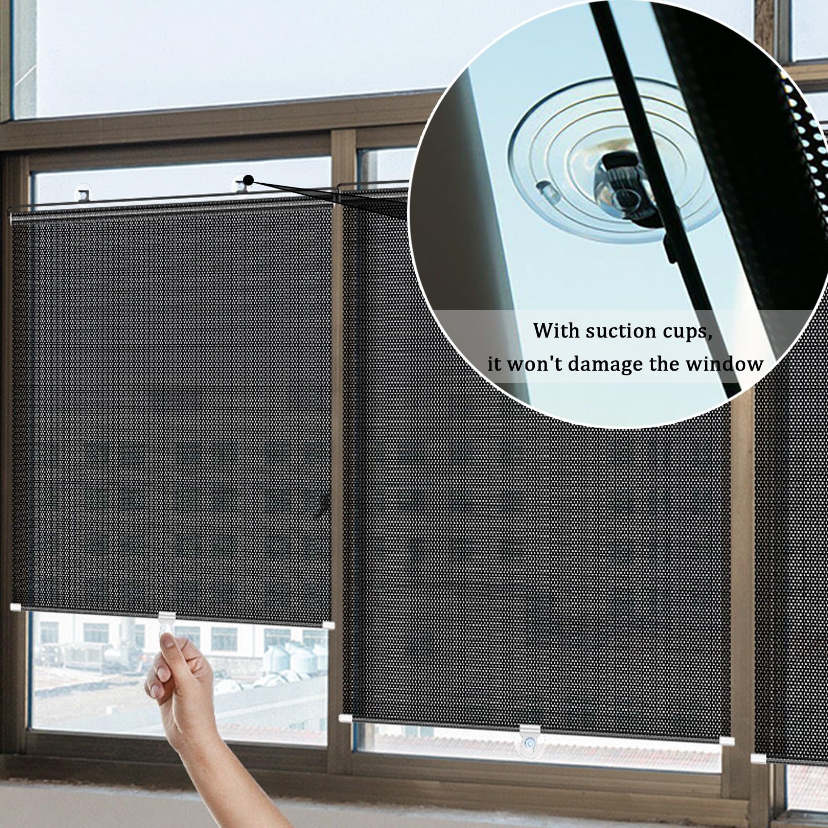 Tenda Avvolgibile Con Ventose Parasole Persiane Retrattili Portatili | Tendine Parasole Temporanee Protezione Solare Termiche Isolantee per finestre Per Casa E Auto(Argento,L80xA140cm)