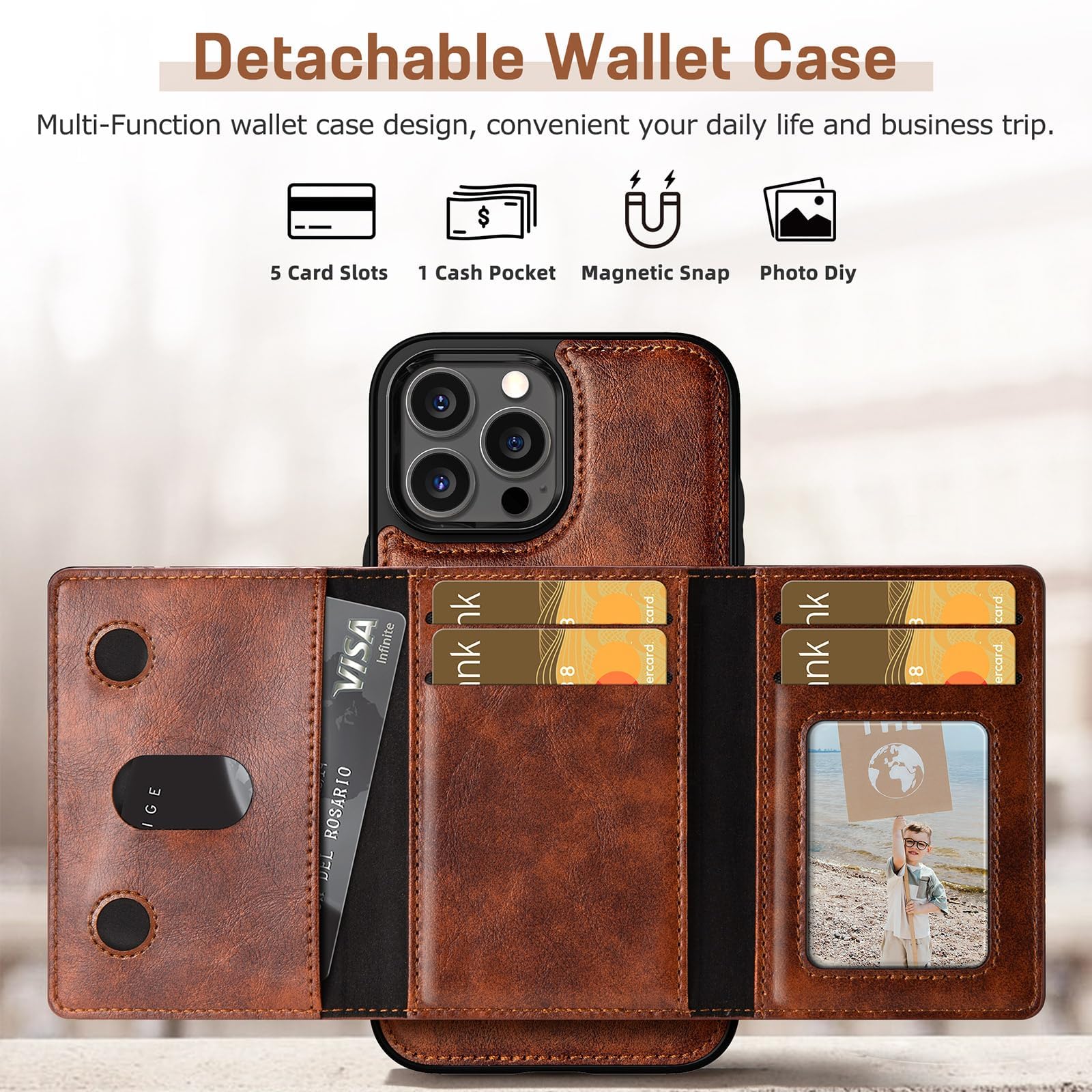 Casper Leather IPhone 15 Pro Max Wallet Case | Detachable MagSafe Comp - View #2