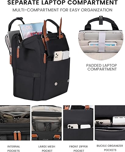 Miniatura 3 de LOVEVOOK Mochila para laptop para mujer, mochila de trabajo para profesores con compartimento para laptop, bolsas de enfermera, mochila para