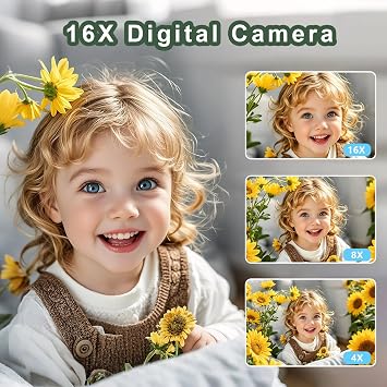 4K Digital Camera, 64MP Point and Shoot Camera, White | Lanyard, 16X Zoom Anti Shake, 64MP Compact Portable Small Point Shoot Camera Gift for Student Children Teen (White)