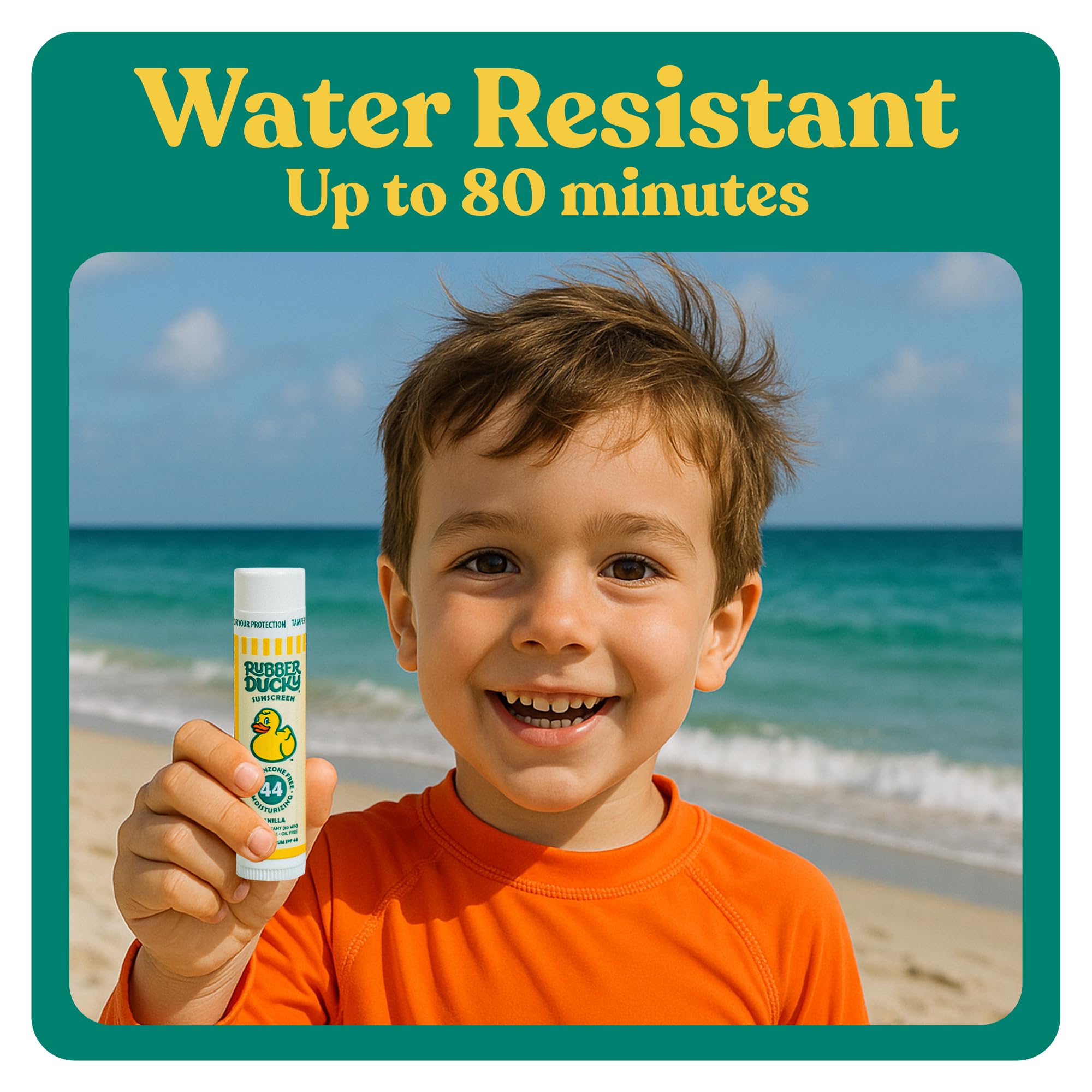 Rubber Ducky - Bálsamo labial Kid's SPF 44 - Hidratante Vitamina E Sunscreen For Lips - All Season Broad Spectrum UV Protection - Waterproof 80 Mins - Reef-Safe, NO-OX Protectant - Clear - Vanilla - 3