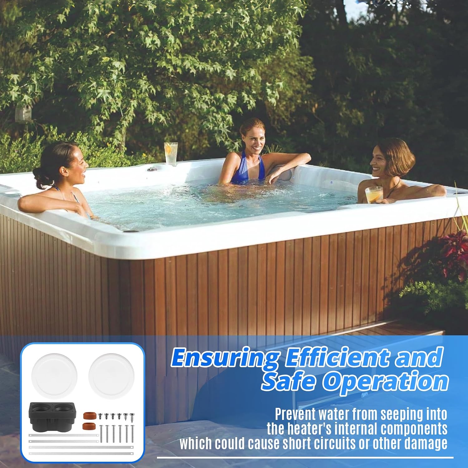 78077 Hot Tub Heater End Cap Kit Fits for Hot Spring, Limelight and Tiger River Hot Tub Heater 2 Barrel, Black