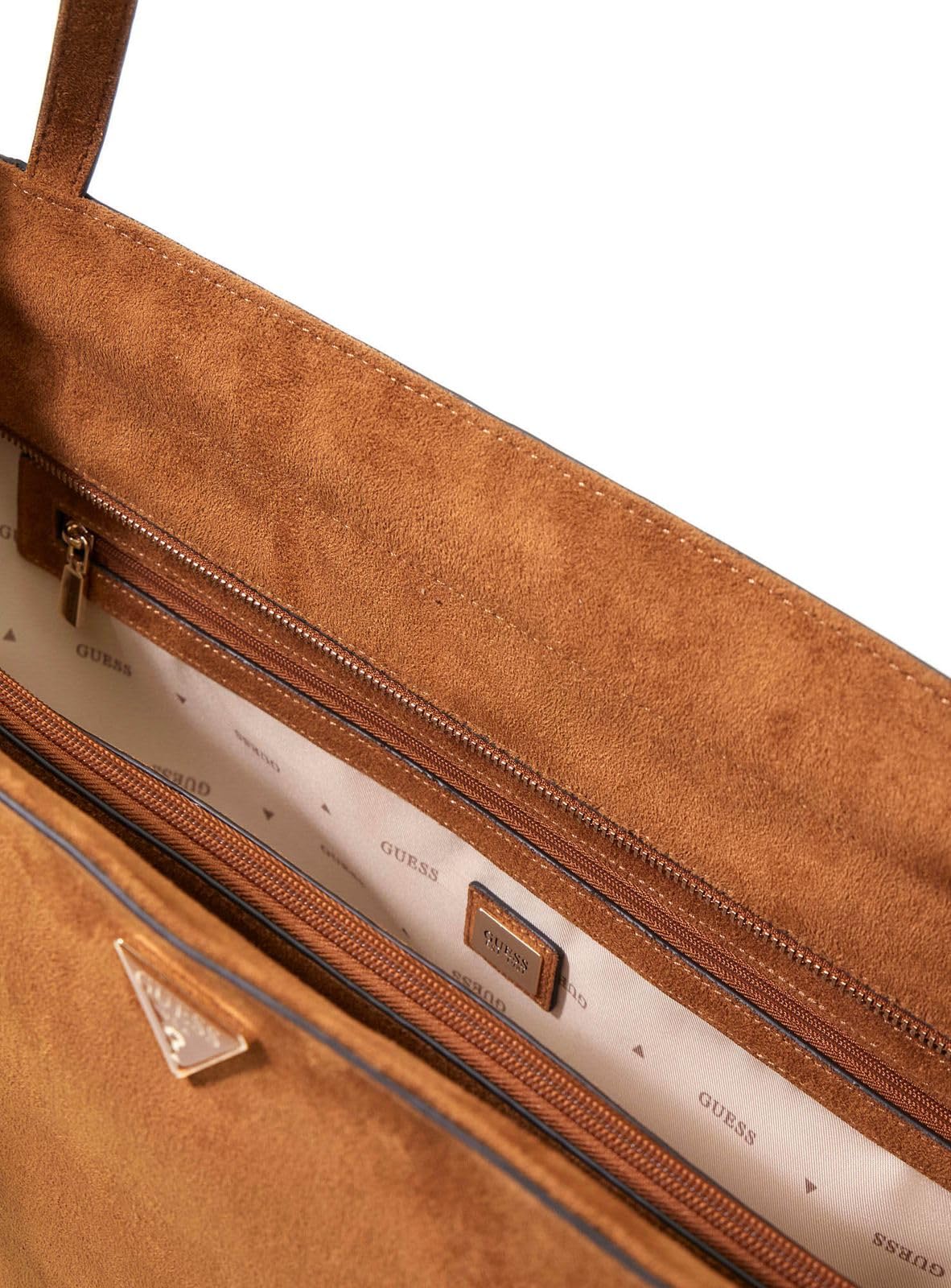 GUESS Torba na ramię Devon 3 Compartment Tote Cognac brązowa