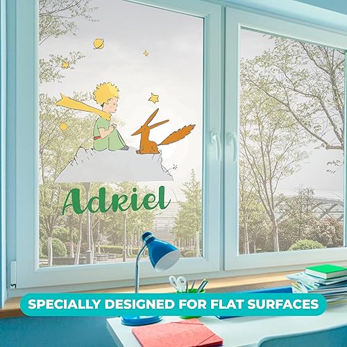 Miniatura 3 de EGD Decoración de pared personalizada con texto en inglés "I Name The Little Prince & Fox", calcomanías de pared con nombre personalizado para